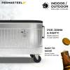 imagePermasteel 80 Quart Party Cooler Rolling Ice Chest with Wheels and Handles for Indoor Outdoor PatioSilver