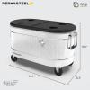 imagePermasteel 80 Quart Party Cooler Rolling Ice Chest with Wheels and Handles for Indoor Outdoor PatioSilver