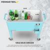 imagePermasteel 80 Quart Party Cooler Rolling Ice Chest with Wheels and Handles for Indoor Outdoor PatioTurquoise