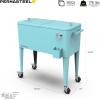 imagePermasteel 80 Quart Party Cooler Rolling Ice Chest with Wheels and Handles for Indoor Outdoor PatioTurquoise