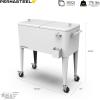 imagePermasteel 80 Quart Party Cooler Rolling Ice Chest with Wheels and Handles for Indoor Outdoor PatioWhite