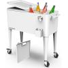 imagePermasteel 80 Quart Party Cooler Rolling Ice Chest with Wheels and Handles for Indoor Outdoor PatioWhite