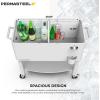 imagePermasteel 80 Quart Party Cooler Rolling Ice Chest with Wheels and Handles for Indoor Outdoor PatioWhite