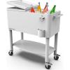 imagePermasteel 80 Quart Party Cooler Rolling Ice Chest with Wheels and Handles for Indoor Outdoor PatioWhite