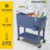 imagePermasteel 80Qt Antique Patio Cooler for Outside  Outdoor Beverage Cooler Bar Cart Rolling Cooler with Wheels and Handles Wooden Teak Accent BlackAzure