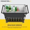 imagePermasteel 80Qt Antique Patio Cooler for Outside  Outdoor Beverage Cooler Bar Cart Rolling Cooler with Wheels and Handles Wooden Teak Accent BlackBlack