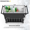 imagePermasteel 80Qt Antique Patio Cooler for Outside  Outdoor Beverage Cooler Bar Cart Rolling Cooler with Wheels and Handles Wooden Teak Accent BlackBlack