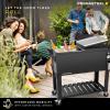 imagePermasteel 80Qt Antique Patio Cooler for Outside  Outdoor Beverage Cooler Bar Cart Rolling Cooler with Wheels and Handles Wooden Teak Accent BlackBlack