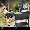imagePermasteel 80Qt Antique Patio Cooler for Outside  Outdoor Beverage Cooler Bar Cart Rolling Cooler with Wheels and Handles Wooden Teak Accent BlackBlack