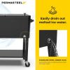 imagePermasteel 80Qt Antique Patio Cooler for Outside  Outdoor Beverage Cooler Bar Cart Rolling Cooler with Wheels and Handles Wooden Teak Accent BlackBlack