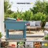 imagePermasteel 80Qt Antique Patio Cooler for Outside  Outdoor Beverage Cooler Bar Cart Rolling Cooler with Wheels and Handles Wooden Teak Accent BlackTeal