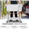 imagePermasteel 80Qt Antique Patio Cooler for Outside  Outdoor Beverage Cooler Bar Cart Rolling Cooler with Wheels and Handles Wooden Teak Accent BlackWhite