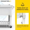 imagePermasteel 80Qt Antique Patio Cooler for Outside  Outdoor Beverage Cooler Bar Cart Rolling Cooler with Wheels and Handles Wooden Teak Accent BlackWhite