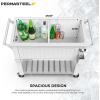 imagePermasteel 80Qt Antique Patio Cooler for Outside  Outdoor Beverage Cooler Bar Cart Rolling Cooler with Wheels and Handles Wooden Teak Accent BlackWhite