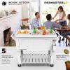 imagePermasteel 80Qt Antique Patio Cooler for Outside  Outdoor Beverage Cooler Bar Cart Rolling Cooler with Wheels and Handles Wooden Teak Accent BlackWhite