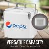 imagePermasteel Retro Vintage 14Qt Portable Ice Chest Hard Metal Beverage Cooler Personal Cooler for Camping Beach Picnic Classic Style WhitePepsi White