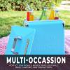 imagePermasteel Retro Vintage 14Qt Portable Ice Chest Hard Metal Beverage Cooler Personal Cooler for Camping Beach Picnic Classic Style WhiteTurquoise