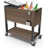 imagePermasteel 80 Quart Party Cooler Rolling Ice Chest with Wheels and Handles for Indoor Outdoor PatioBrown