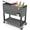 imagePermasteel 80 Quart Party Cooler Rolling Ice Chest with Wheels and Handles for Indoor Outdoor PatioGray