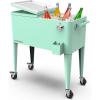 imagePermasteel 80 Quart Party Cooler Rolling Ice Chest with Wheels and Handles for Indoor Outdoor PatioMint