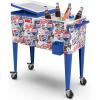 imagePermasteel 80 Quart Party Cooler Rolling Ice Chest with Wheels and Handles for Indoor Outdoor PatioPepsi Heritage Edition