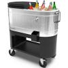 imagePermasteel 80 Quart Party Cooler Rolling Ice Chest with Wheels and Handles for Indoor Outdoor PatioSilver