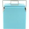 imagePermasteel Retro Vintage 14Qt Portable Ice Chest Hard Metal Beverage Cooler Personal Cooler for Camping Beach Picnic Classic Style WhiteTurquoise