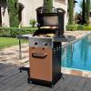 imagePermasteel 2Burner Propane Gas Grill BBQ Grill with Foldable Side Tables ampamp Tool Hooks Perfect for Outdoor Cooking Patio ampamp Garden CopperCopper