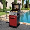 imagePermasteel 2Burner Propane Gas Grill BBQ Grill with Foldable Side Tables ampamp Tool Hooks Perfect for Outdoor Cooking Patio ampamp Garden CopperRed