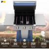 imagePermasteel 3Burner Propane Gas Grill 30000 BTUs BBQ Grill with Cast Iron Grates Foldable Side Tables ampamp Tool Hooks Outdoor Grill AzureAzure
