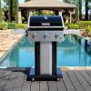 imagePermasteel 3Burner Propane Gas Grill 30000 BTUs BBQ Grill with Cast Iron Grates Foldable Side Tables ampamp Tool Hooks Outdoor Grill AzureBlack
