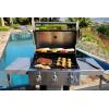 imagePermasteel 3Burner Propane Gas Grill 30000 BTUs BBQ Grill with Cast Iron Grates Foldable Side Tables ampamp Tool Hooks Outdoor Grill AzureBlack