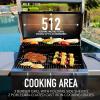 imagePermasteel 3Burner Propane Gas Grill 30000 BTUs BBQ Grill with Cast Iron Grates Foldable Side Tables ampamp Tool Hooks Outdoor Grill AzureBlack