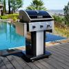 imagePermasteel 3Burner Propane Gas Grill 30000 BTUs BBQ Grill with Cast Iron Grates Foldable Side Tables ampamp Tool Hooks Outdoor Grill AzureBlack