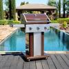 imagePermasteel 3Burner Propane Gas Grill 30000 BTUs BBQ Grill with Cast Iron Grates Foldable Side Tables ampamp Tool Hooks Outdoor Grill AzureMocha