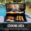 imagePermasteel 3Burner Propane Gas Grill 30000 BTUs BBQ Grill with Cast Iron Grates Foldable Side Tables ampamp Tool Hooks Outdoor Grill AzureMocha