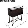 imagePermasteel 80Qt Large Rolling Patio Cooler with Wheels Insulated HandWoven Wicker Beverage Cooler for Outdoor Parties ampamp Events Ice Chest for Drinks