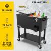 imagePermasteel 80Qt Outdoor Patio Cooler with Removable Basin Outside Beverage Cooler Cart Rolling Cooler with Wheels and Handles Stainless SteelBlack