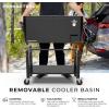 imagePermasteel 80Qt Outdoor Patio Cooler with Removable Basin Outside Beverage Cooler Cart Rolling Cooler with Wheels and Handles Stainless SteelBlack