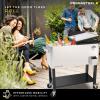 imagePermasteel 80Qt Outdoor Patio Cooler with Removable Basin Outside Beverage Cooler Cart Rolling Cooler with Wheels and Handles Stainless SteelStainless Steel
