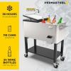 imagePermasteel 80Qt Outdoor Patio Cooler with Removable Basin Outside Beverage Cooler Cart Rolling Cooler with Wheels and Handles Stainless SteelStainless Steel