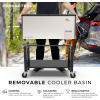 imagePermasteel 80Qt Outdoor Patio Cooler with Removable Basin Outside Beverage Cooler Cart Rolling Cooler with Wheels and Handles Stainless SteelStainless Steel