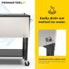 imagePermasteel 80Qt Outdoor Patio Cooler with Removable Basin Outside Beverage Cooler Cart Rolling Cooler with Wheels and Handles Stainless SteelStainless Steel