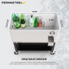 imagePermasteel 80Qt Outdoor Patio Cooler with Removable Basin Outside Beverage Cooler Cart Rolling Cooler with Wheels and Handles Stainless SteelStainless Steel