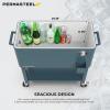 imagePermasteel 80Qt Outdoor Patio Cooler with Removable Basin Outside Beverage Cooler Cart Rolling Cooler with Wheels and Handles Stainless SteelTeal