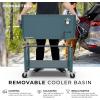 imagePermasteel 80Qt Outdoor Patio Cooler with Removable Basin Outside Beverage Cooler Cart Rolling Cooler with Wheels and Handles Stainless SteelTeal