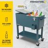 imagePermasteel 80Qt Outdoor Patio Cooler with Removable Basin Outside Beverage Cooler Cart Rolling Cooler with Wheels and Handles Stainless SteelTeal