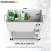 imagePermasteel 80Qt Outdoor Patio Cooler with Removable Basin Outside Beverage Cooler Cart Rolling Cooler with Wheels and Handles Stainless SteelWhite