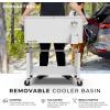 imagePermasteel 80Qt Outdoor Patio Cooler with Removable Basin Outside Beverage Cooler Cart Rolling Cooler with Wheels and Handles Stainless SteelWhite