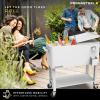 imagePermasteel 80Qt Outdoor Patio Cooler with Removable Basin Outside Beverage Cooler Cart Rolling Cooler with Wheels and Handles Stainless SteelWhite